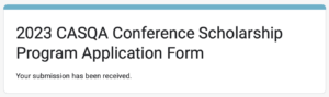 Conference Scholarship Program 1 2023 Conf Scholarship Application Confirmation Message