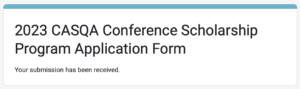 2023 Conf Scholarship Application Confirmation Message